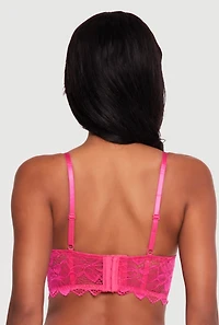 Floral Lace Longline Push Up Plunge Bra