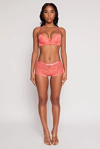 Patterned Lace Keyhole Plunge Bra