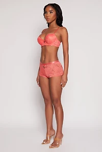 Patterned Lace Keyhole Plunge Bra