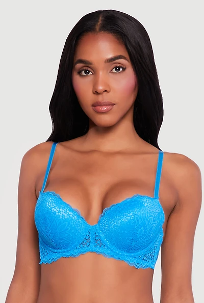 Floral Lace Push Up Plunge Bra