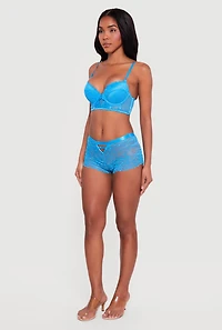 Fishnet Detail Lace Longline Plunge Bra