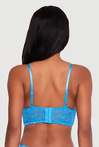 Fishnet Detail Lace Longline Plunge Bra