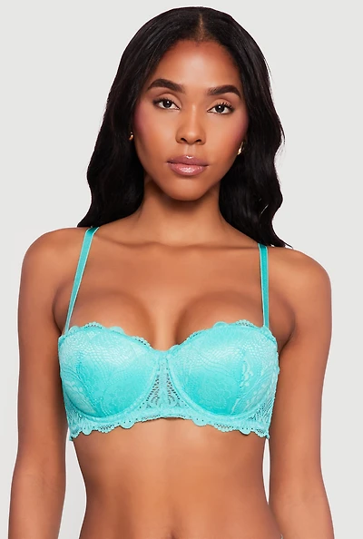 Scalloped Floral Lace Convertible to Strapless Balconette Bra