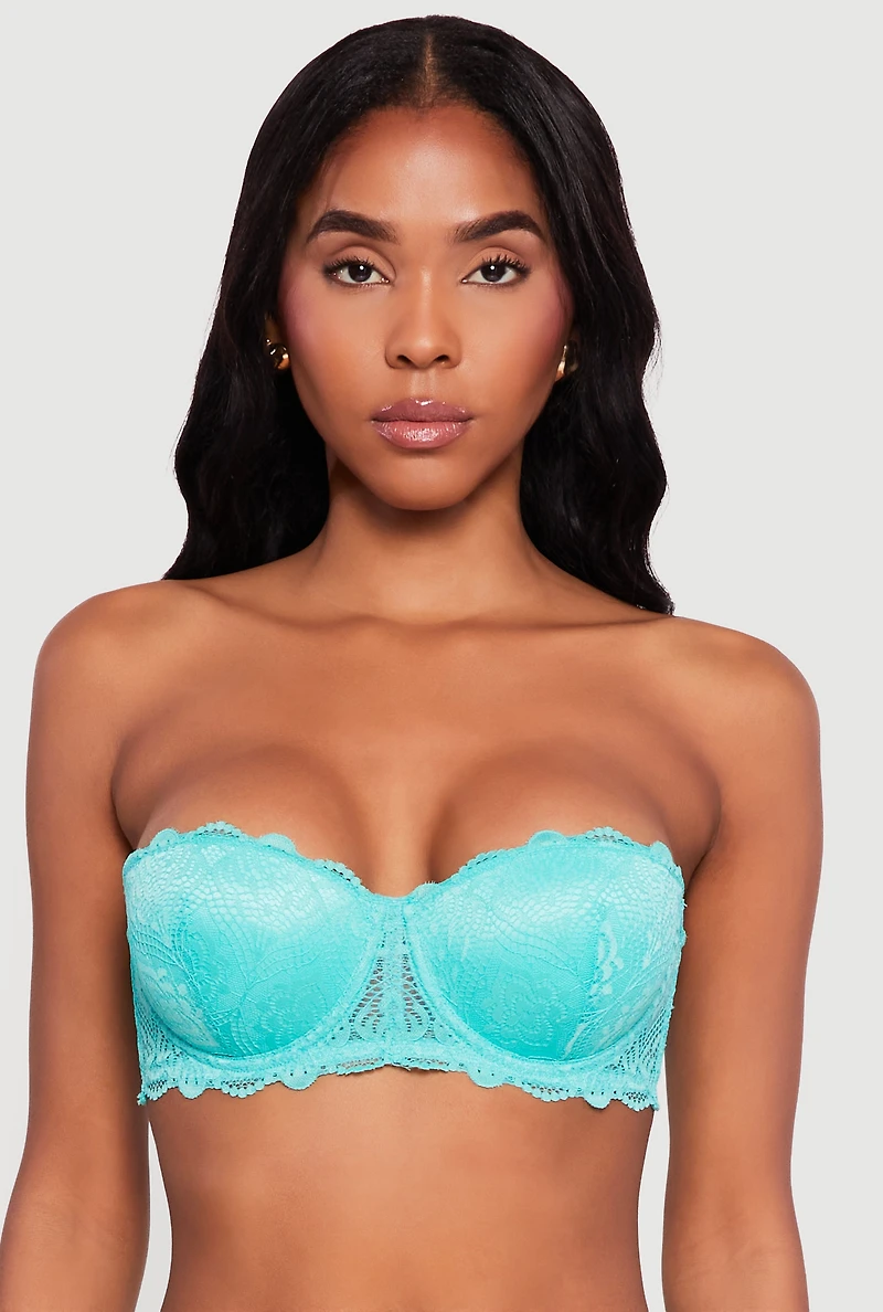 Scalloped Floral Lace Convertible to Strapless Balconette Bra
