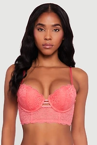Trendy Caged Detail Plunge Longline Bra