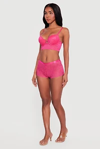 Floral Lace Caged Front Longline Plunge Bra