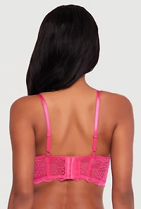 Floral Lace Caged Front Longline Plunge Bra