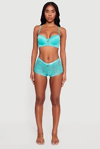 Scalloped Floral Lace Keyhole Detail Plunge Bra