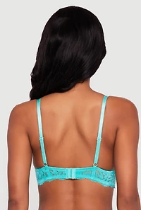 Scalloped Floral Lace Keyhole Detail Plunge Bra