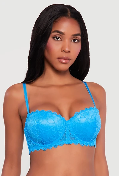 Abstract Scalloped Lace Convertible Balconette Bra