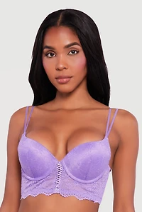 Lace Up Detail Longline Plunge Bra