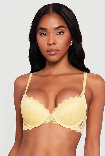 Caged Back Detail Lace Plunge Bra