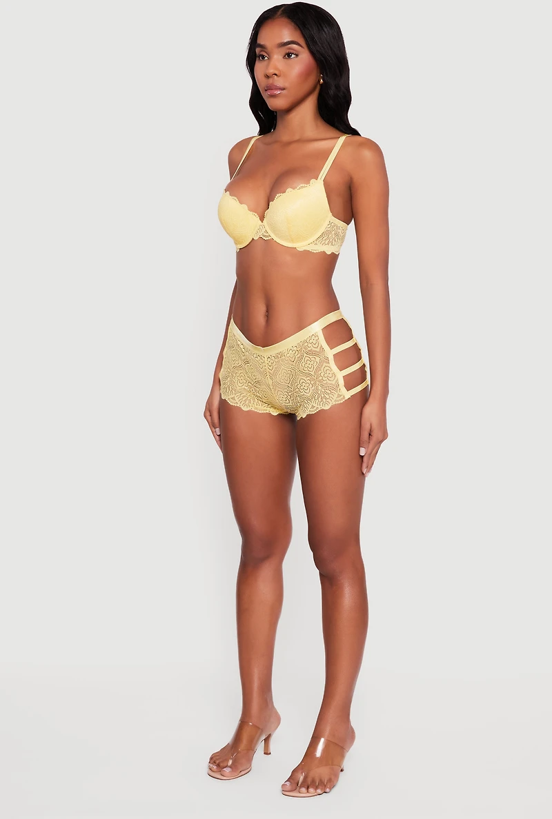 Caged Back Detail Lace Plunge Bra