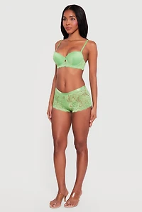 Floral Lace Keyhole Front Push Up Plunge Bra