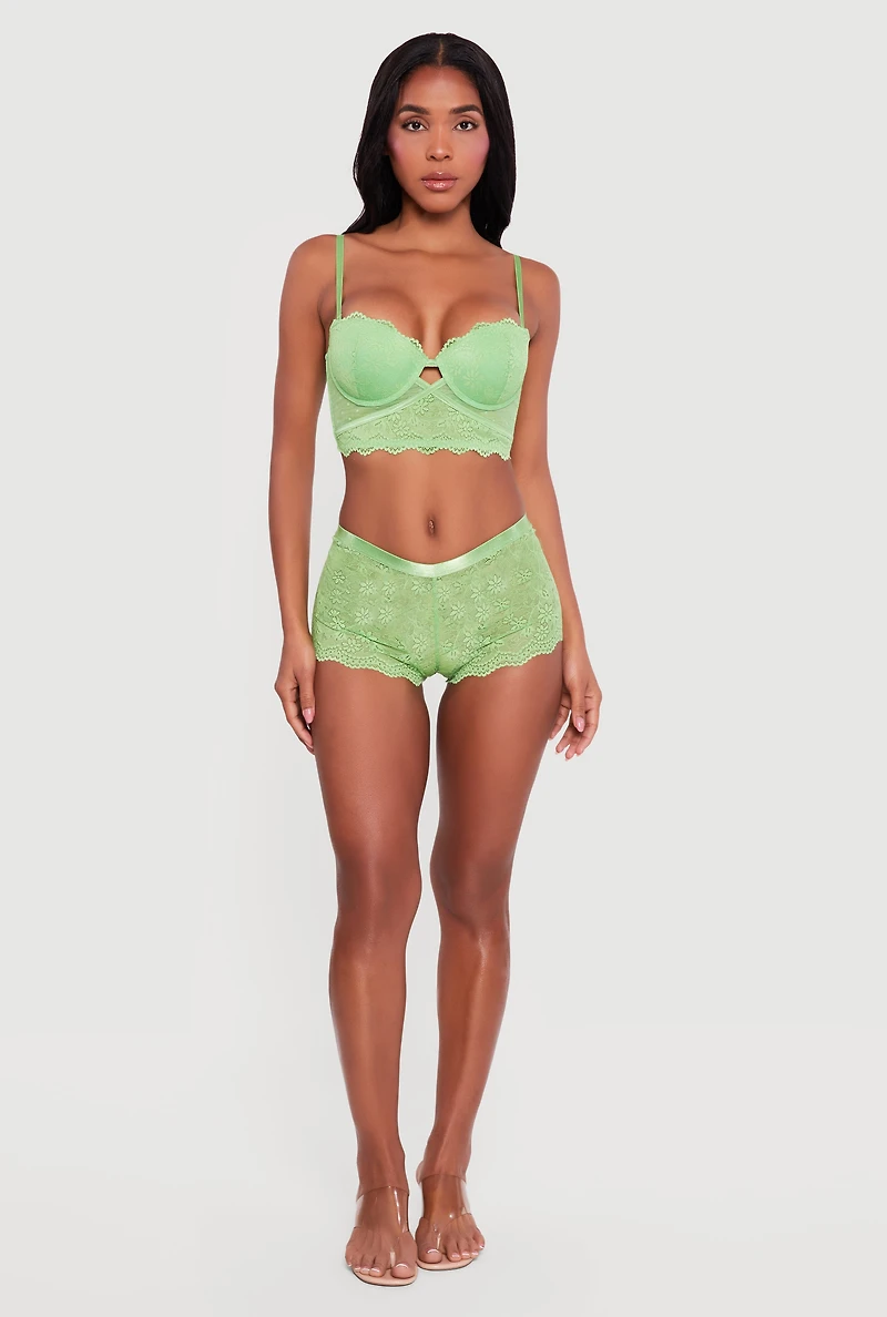 Floral Lace Keyhole Convertible Longline Balconette Bra