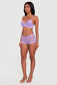 Floral Lace Rhinestone Strap Padded Plunge Bra