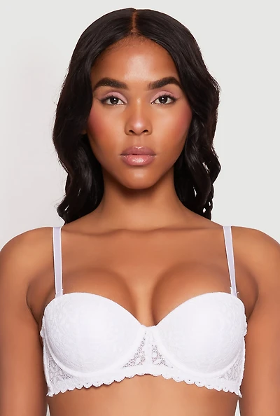 Scalloped Trim Lace Balconette Bra | Convertible to Strapless