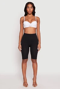 Womens Scalloped Trim Lace Balconette Bra | Convertible to Strapless, White, Size 38B