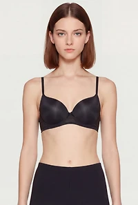 Bow Detail Padded Mesh Plunge Bra