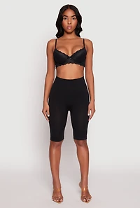 Womens Scalloped Trim Lace Plunge Bra, Black, Size 36B