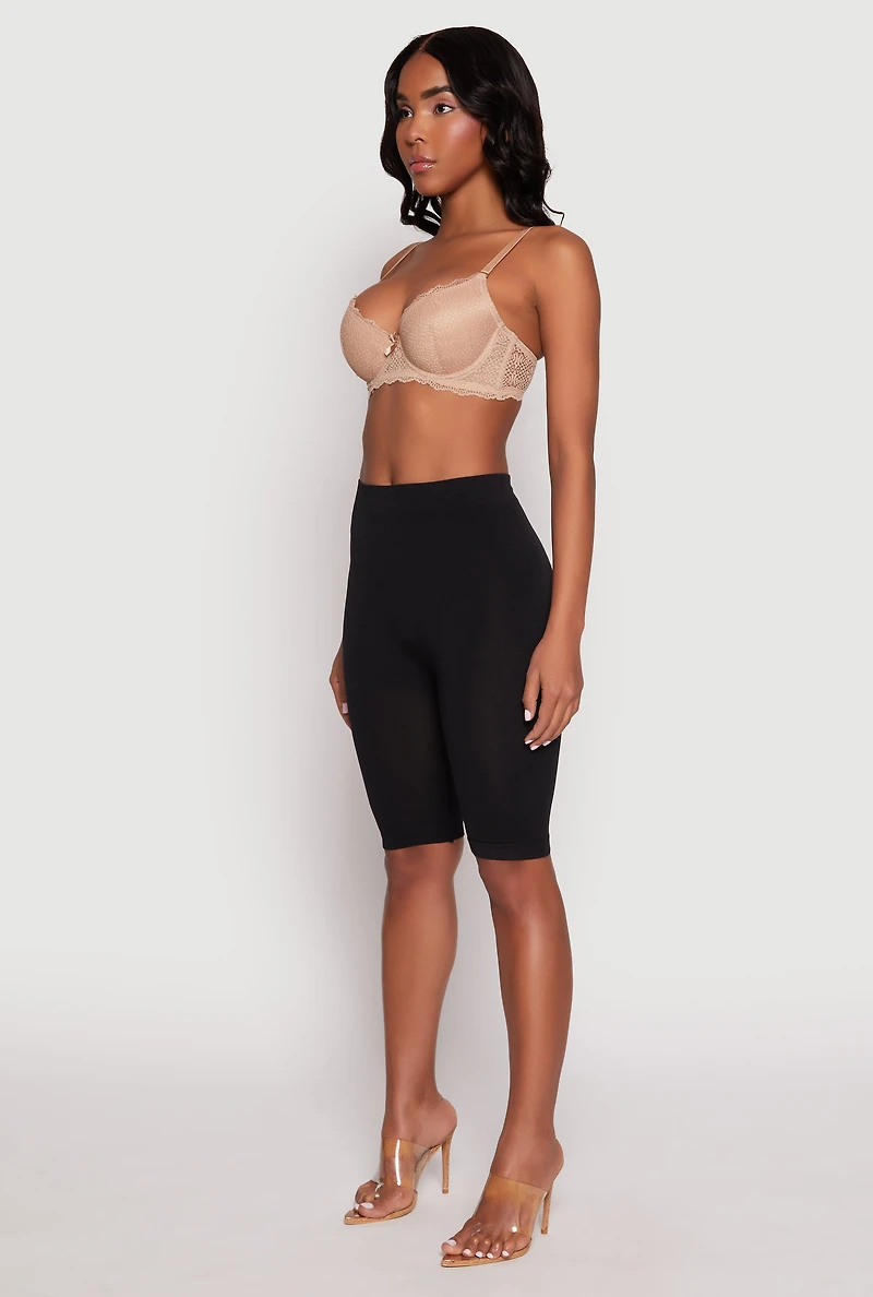 Womens Lace Push Up Plunge Bra, Beige,