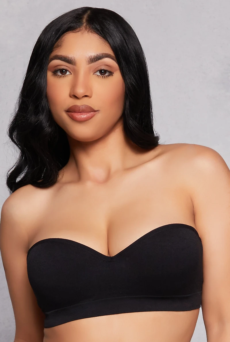 Womens Seamless Balconette Push Up Bra | Converts to Strapless, Black, Size 36C