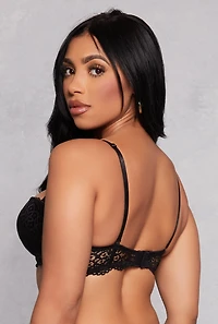 Womens Scalloped Lace Balconette Bra | Convertible to Strapless, Black, Size 34D