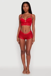 Floral Lace Keyhole Longline Plunge Bra