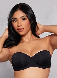 Womens Clear Strap Balconette Bra | Converts to Strapless, Black, Size 38B