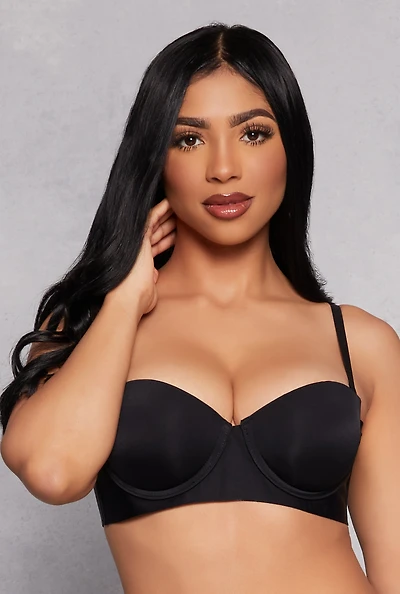 Womens Basic Balconette Bra | Convertible to Strapless, Black,