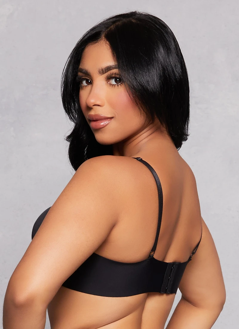 Womens Solid Basic Plunge Bra, Black, Size 34D