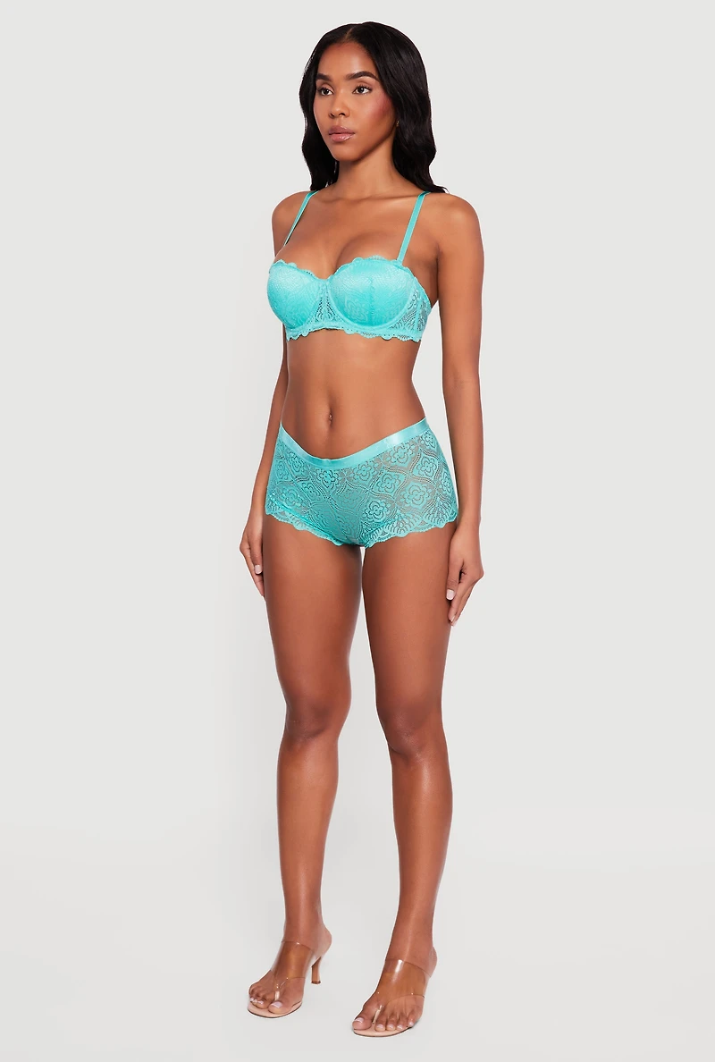 Patterned Lace Boyshort Panty