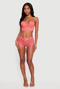 Scalloped Floral Lace Caged Front Boyshort Panty