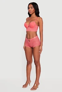 Scalloped Floral Lace Caged Front Boyshort Panty