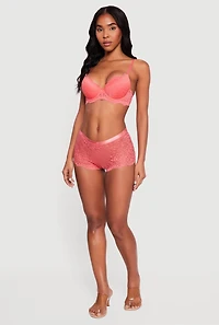 Floral Lace Scalloped Hem Boyshort Panty