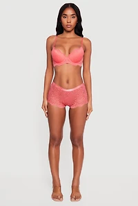 Floral Lace Scalloped Hem Boyshort Panty