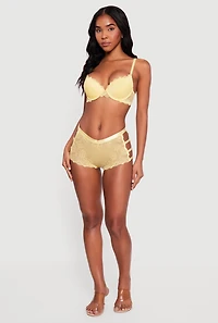 Open Side Caged Floral Lace Boyshort Panty