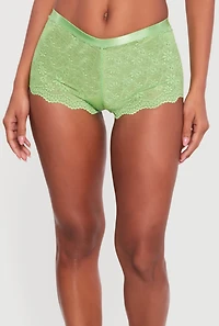 Floral Lace V Keyhole Back Boyshort Panty