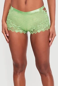 Floral Lace Caged Side Boyshort Panty