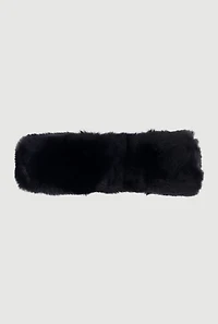 Womens Solid Faux Fur Elastic Band Head Wrap,