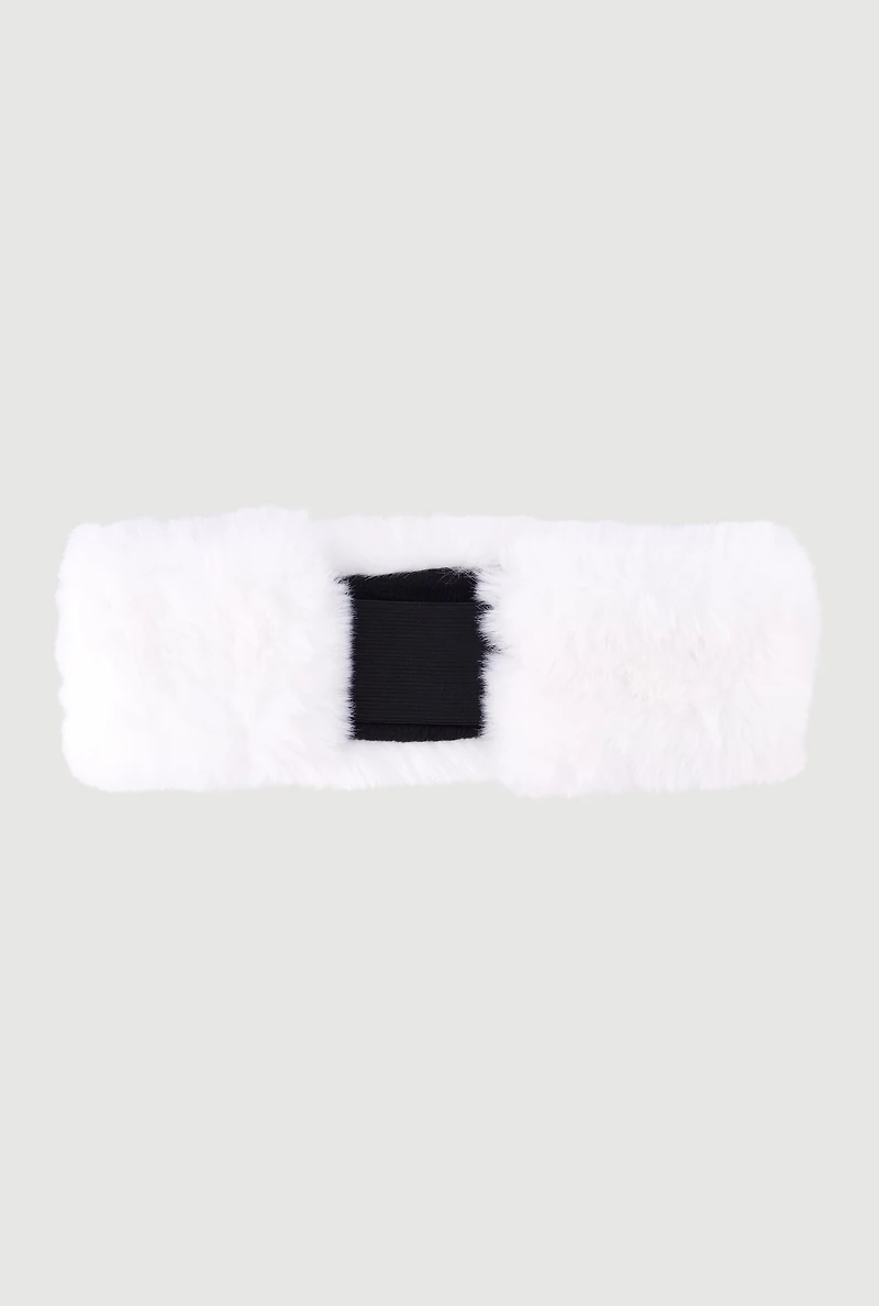 Solid Faux Fur Elastic Band Head Wrap