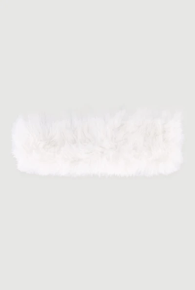 Womens Solid Faux Fur Headband, White