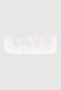 Womens Solid Faux Fur Headband, White