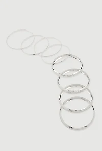 Womens Assorted Metallic Bangles Set of 8, Silver