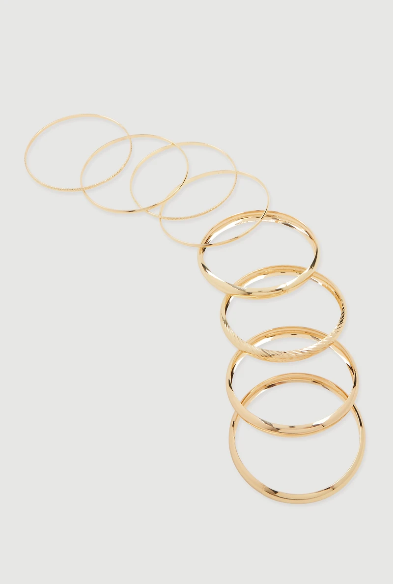 Assorted Metallic Bangles Set of 8