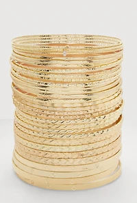 Assorted Textured Metallic Bangles Set of 30
