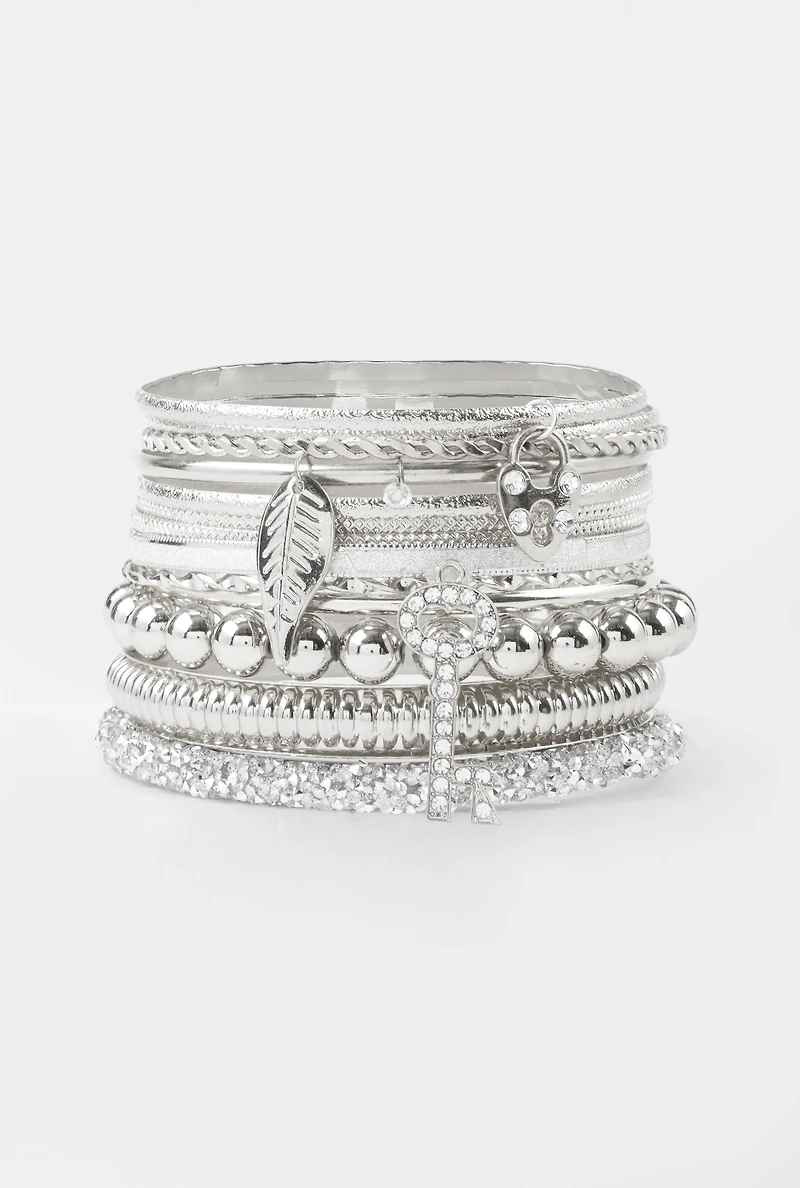 Assorted Cubic Zirconia Bangles Set of 13