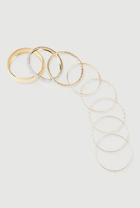 Assorted Cubic Zirconia Metallic Bangles Set of 7