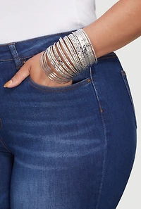 Womens Plus Size Metallic Bangles Set of 30, Silver