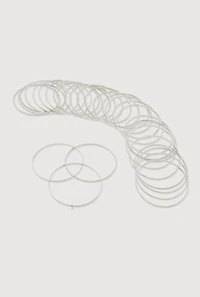 Womens Plus Size Metallic Bangles Set of 30, Silver